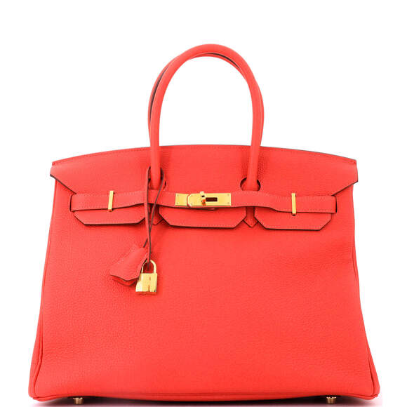 Hermes Handbags - Hermes Birkin 35 Red Togo with Gold Hardware